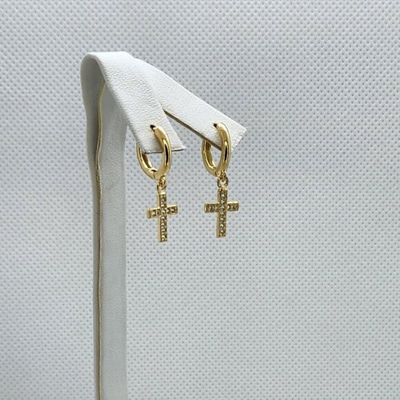 Jewelry - Brand New Brazilian 18k Gold Filled Cross Earrings